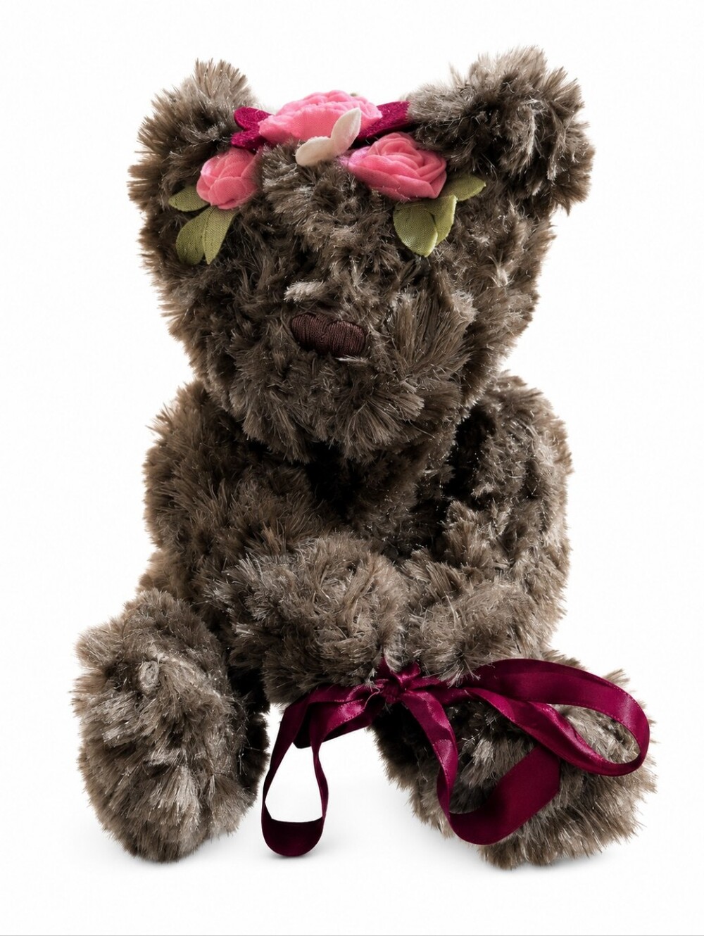 Clea Floral Services Plush Teddy Bear with Flower Crown & Satin Bow Brown 2021
